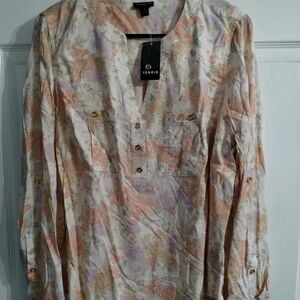 Torrid Floral Print Button-Up Shirt